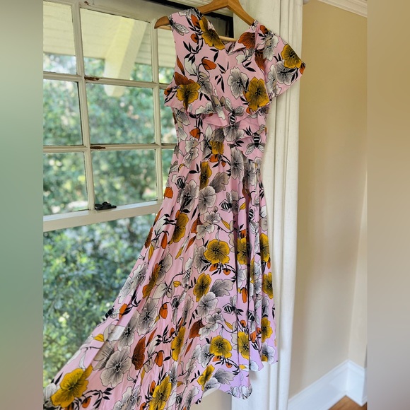 NWOT Maje Floral Asymmetrical One-Shoulder Midi Dress - Picture 3 of 9